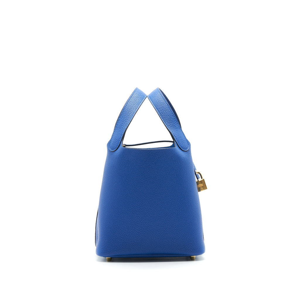 HERMES PICOTIN 18 LOCK BAG BLUE FRANCE GHW