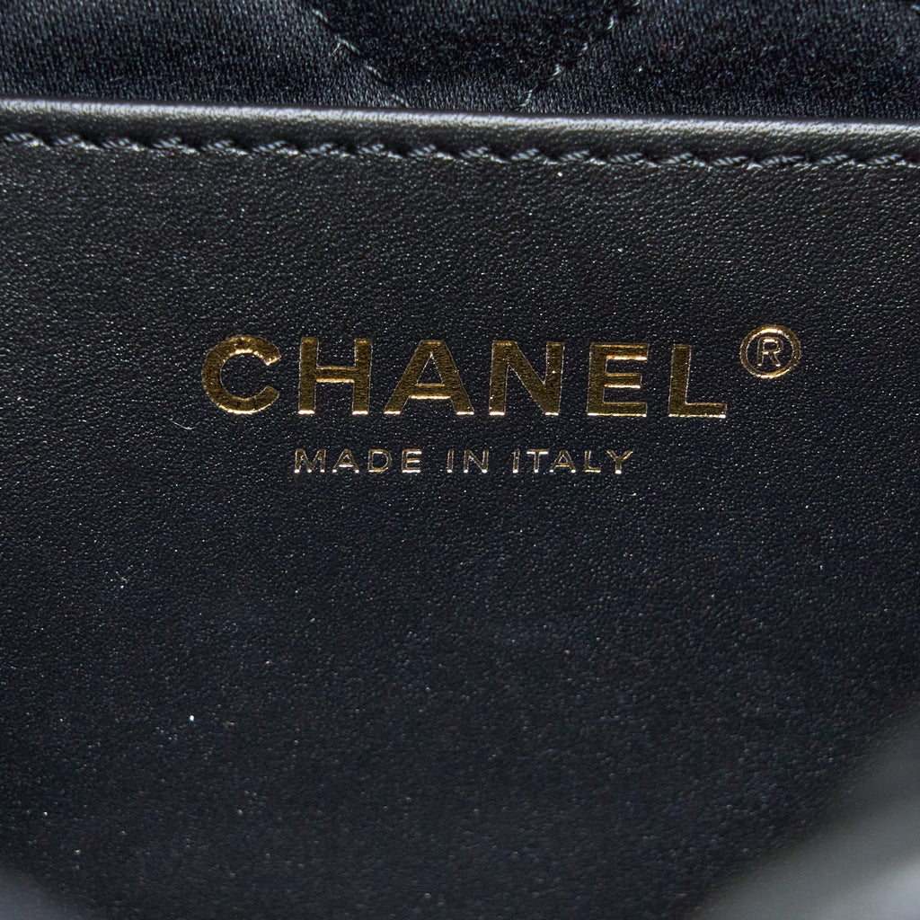 CHANEL 23S MINI 22 BAG SHINY CALFSKIN BLACK BRUSHED GHW(MICROCHIP)