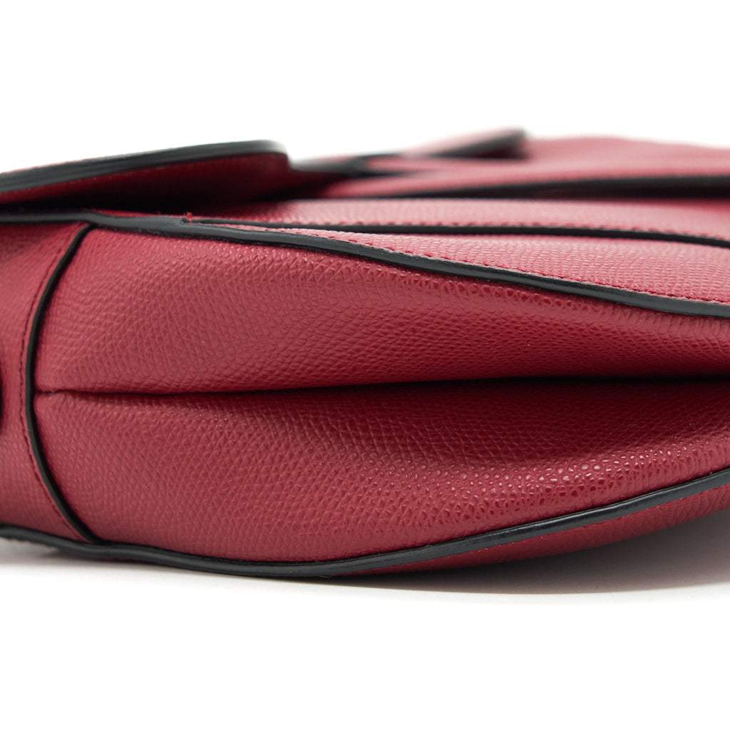 DIOR MEDIUM SADDLE BAG GRAINED CALFSKIN DARK RED GHW