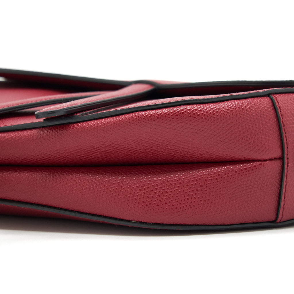 DIOR MEDIUM SADDLE BAG GRAINED CALFSKIN DARK RED GHW