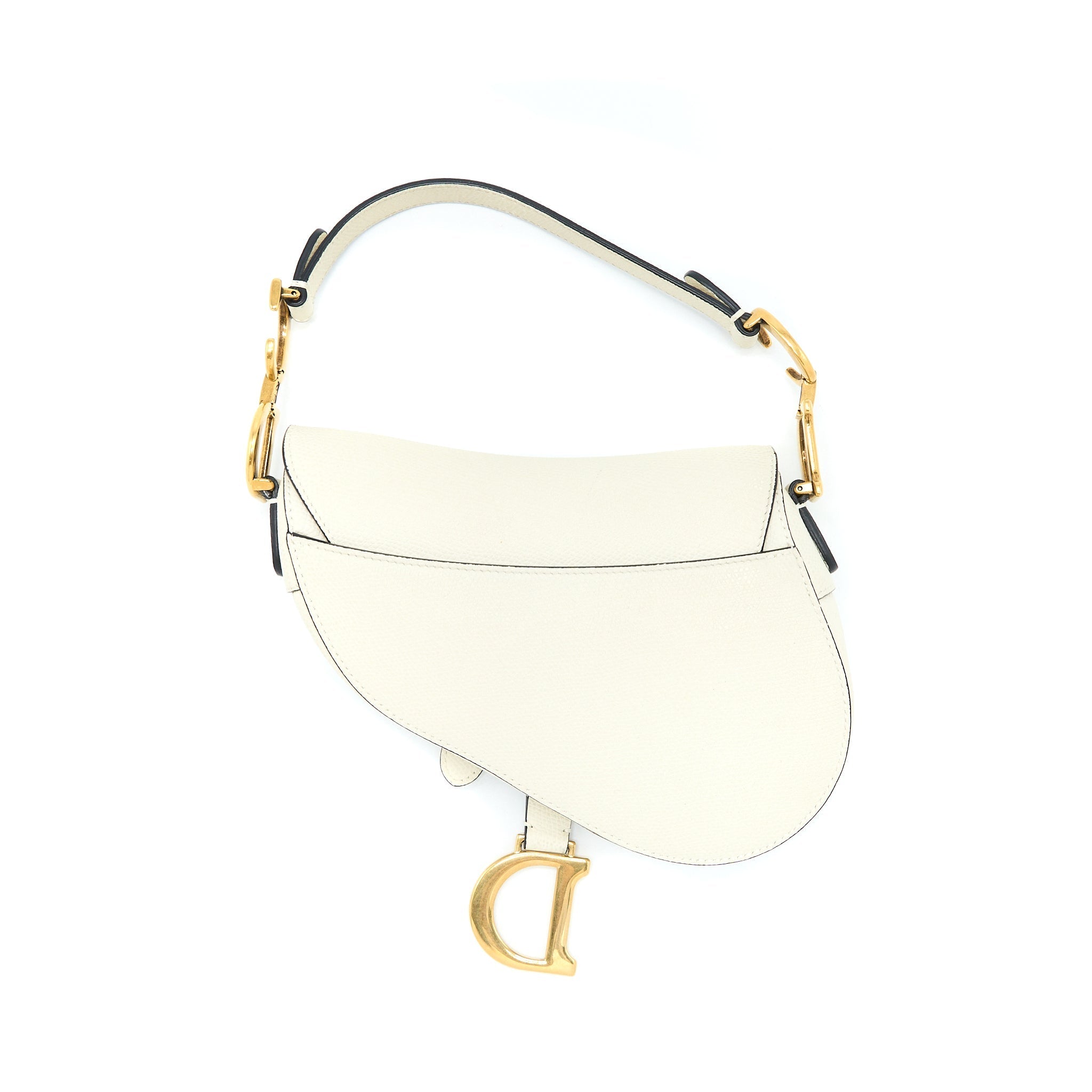 DIOR MINI SADDLE BAG GRAINED CALFSKIN WHITE GHW