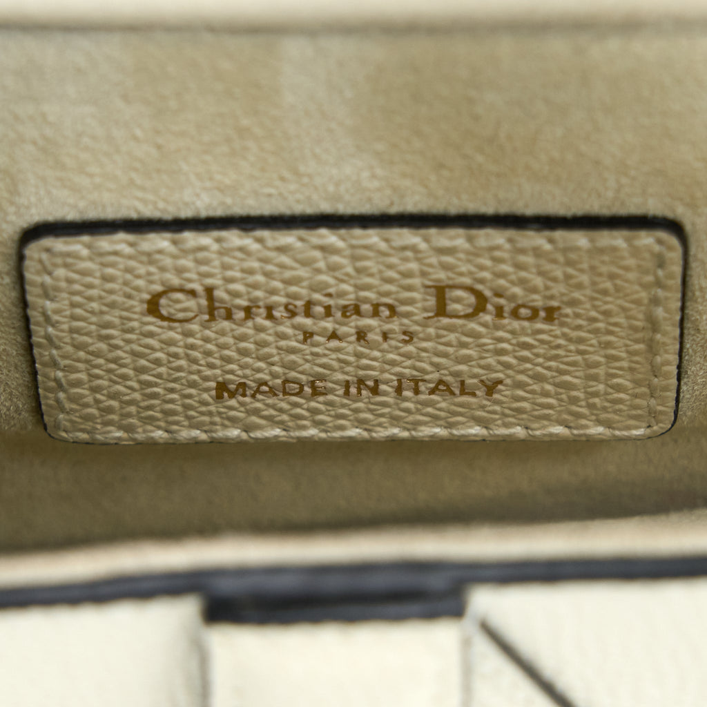 DIOR MINI SADDLE BAG GRAINED CALFSKIN WHITE GHW