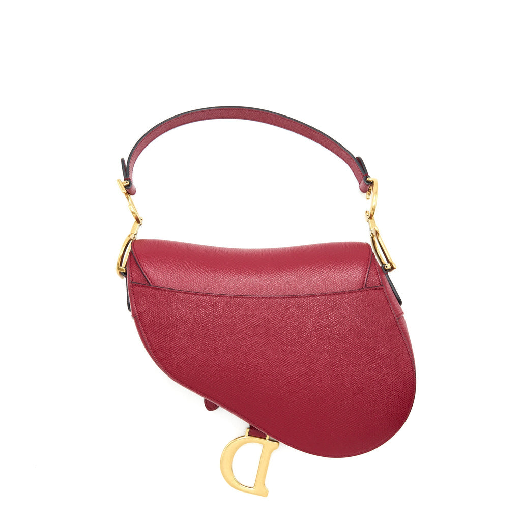 DIOR MEDIUM SADDLE BAG GRAINED CALFSKIN DARK RED GHW