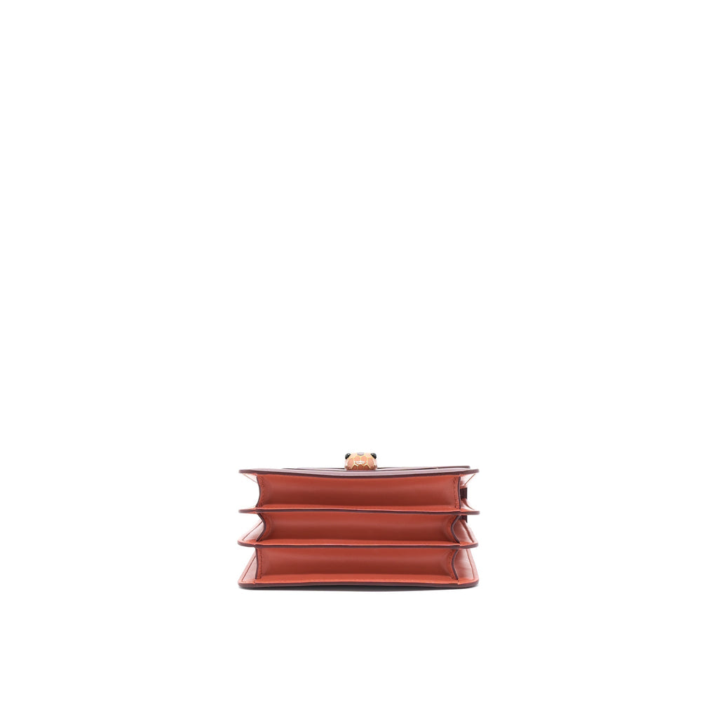 BVLGARI SERPENTI FOREVER TOP HANDLE BAG CALFSKIN RED