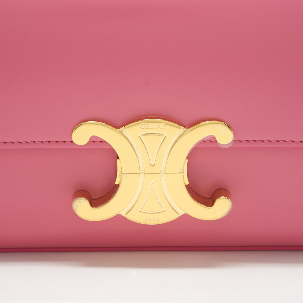 CELINE TRIOMPHE SHOULDER BAG SHINY CALFSKIN FLAMINGO