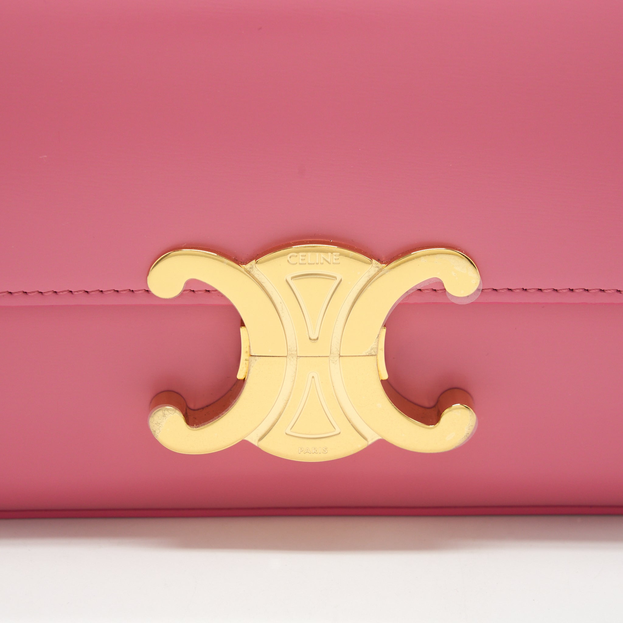 CELINE TRIOMPHE SHOULDER BAG SHINY CALFSKIN FLAMINGO