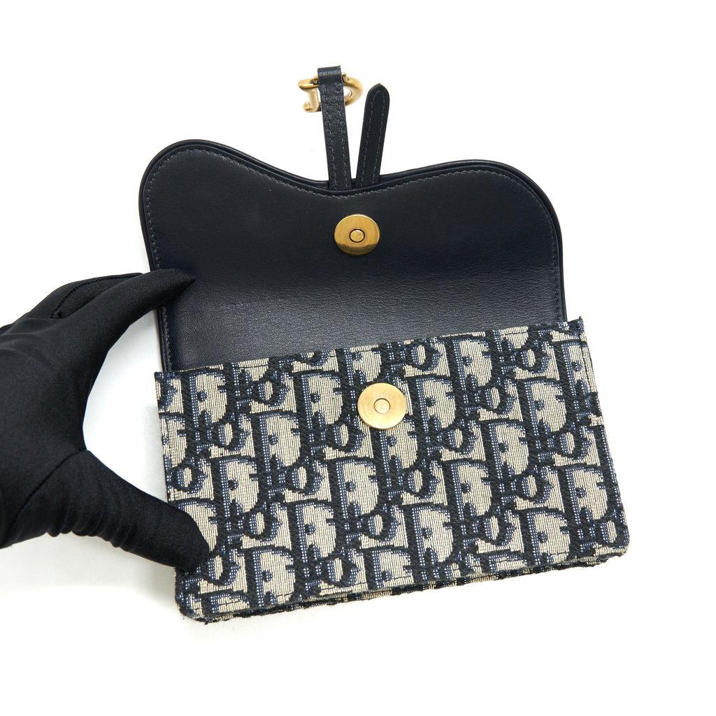 DIOR SADDLE BELT POUCH BLUE OBLIQUE JACQUARD