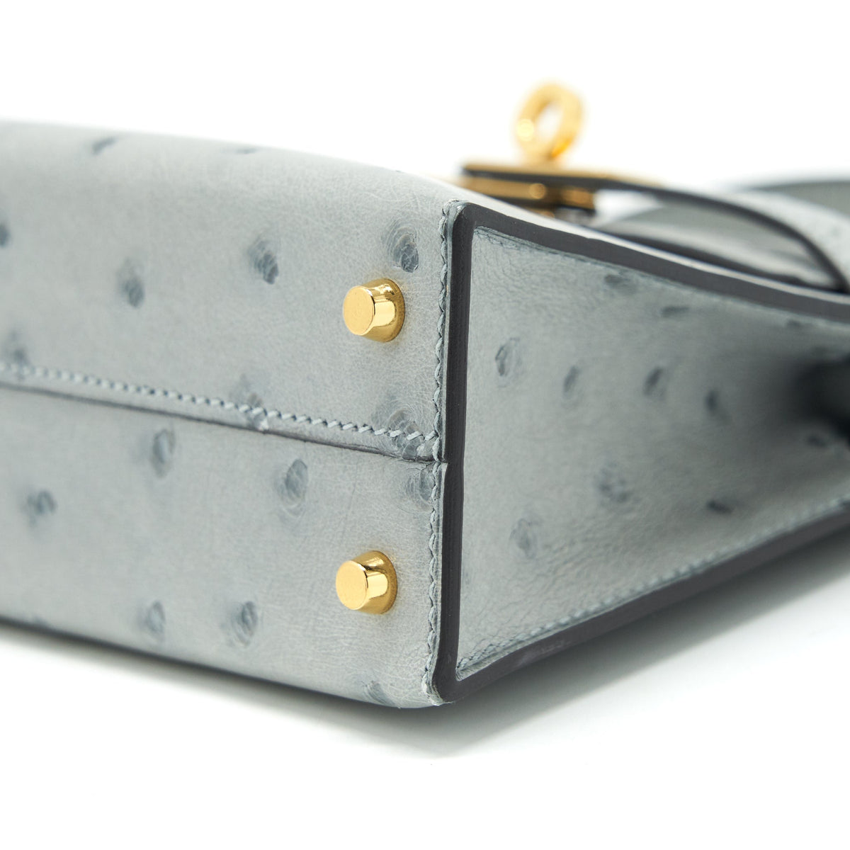 Hermes mini Kelly Ⅱ Ostrich Blue Glacier GHW