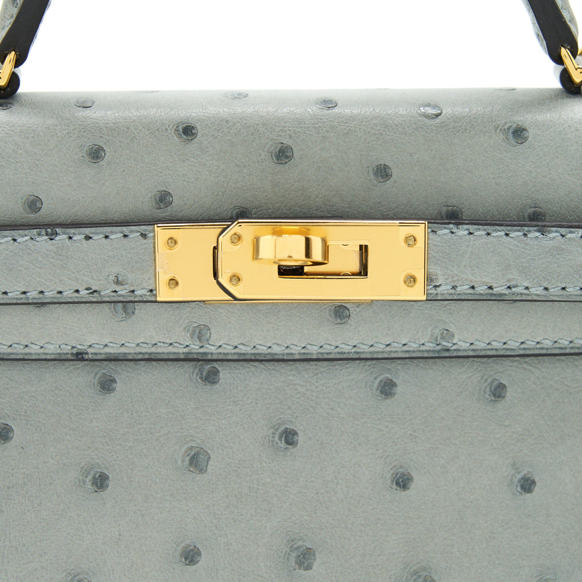 Hermes mini Kelly Ⅱ Ostrich Blue Glacier GHW
