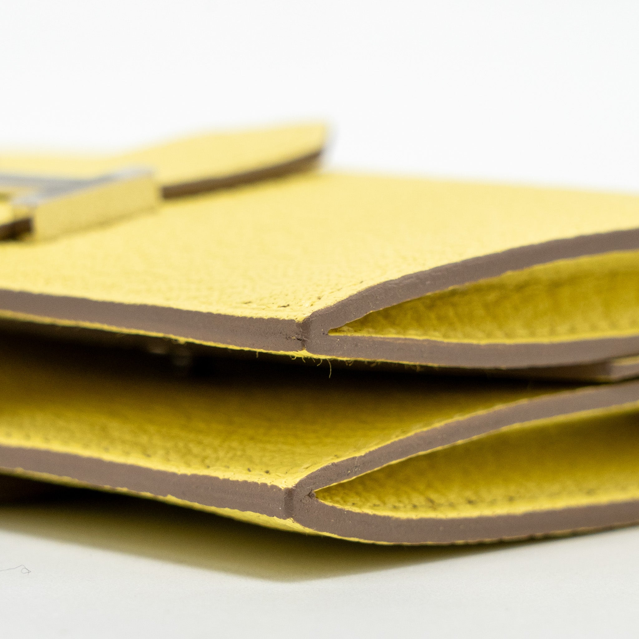 HERMES BEARN COMPACT WALLET CHÈVRE MYSORE JAUNE MILTON SHW