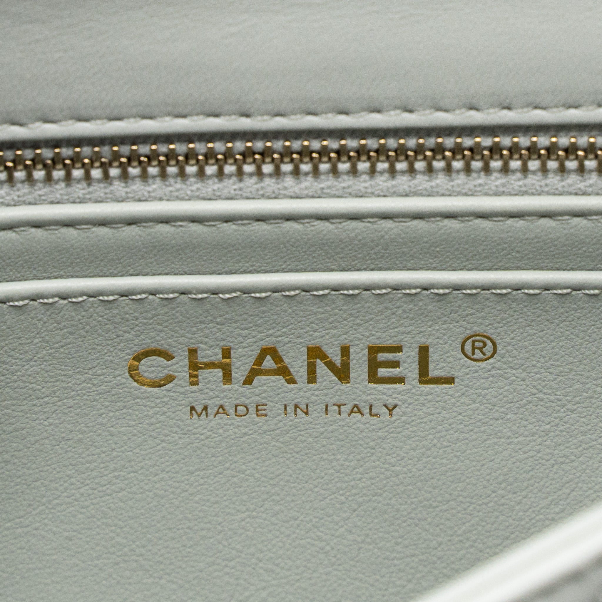 CHANEL PEARL CRUSH MINI RECTANGULAR LAMBSKIN LIGHT GREY BRUSHED GHW (MICROCHIP)