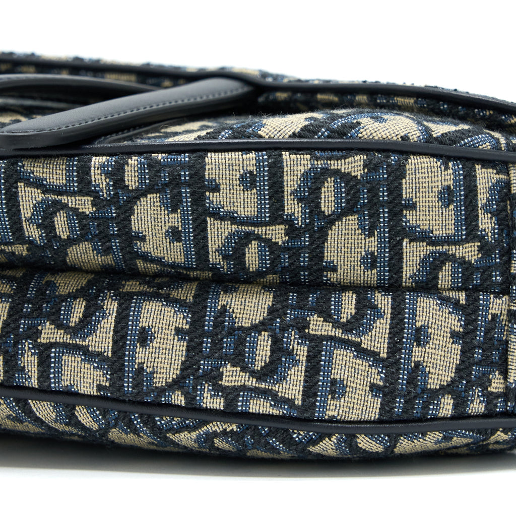 DIOR SADDLE BAG WITH REMOVABLE SHOULDER STRAP BLUE OBLIQUE JACQUARD GHW
