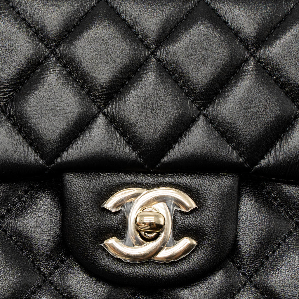 CHANEL MINI RECTANGULAR FLAP BAG LAMBSKIN BLACK LGHW (MICROCHIP)