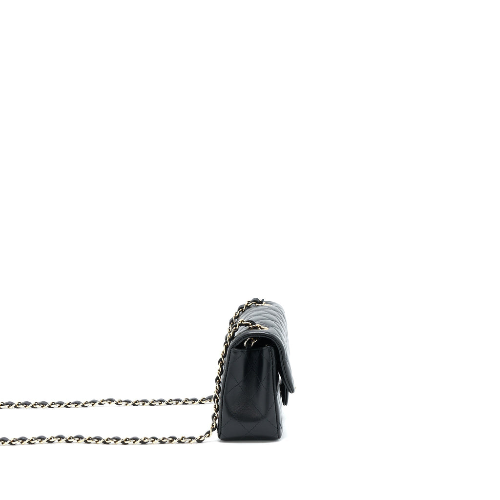 CHANEL MINI RECTANGULAR FLAP BAG LAMBSKIN BLACK LGHW (MICROCHIP)