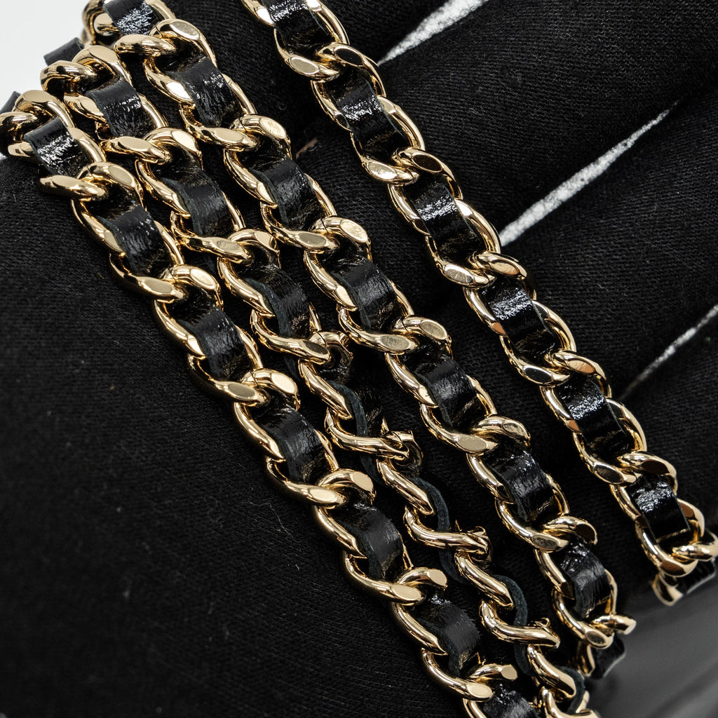CHANEL 24C MINI 31 CLUTCH WITH CHAIN SHINY CALFSKIN BLACK LGHW (MICROCHIP)