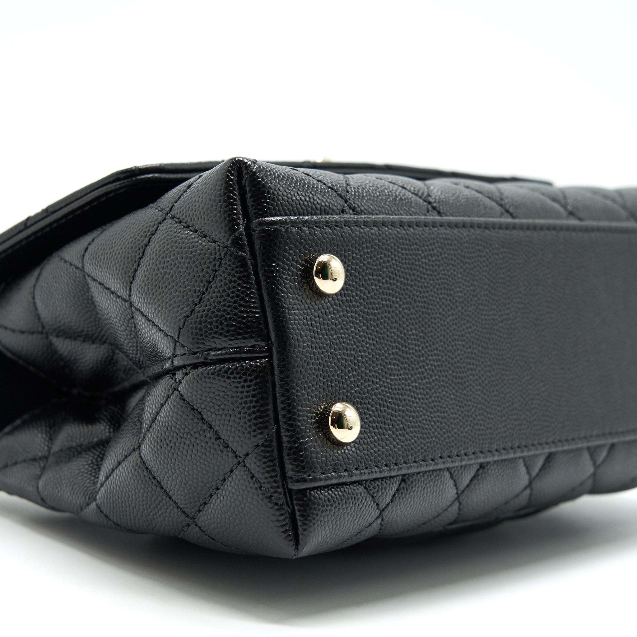 CHANEL 21K SMALL (OLD MINI) 24CM COCOHANDLE BLACK CAVIAR LGHW (MICROCHIP)