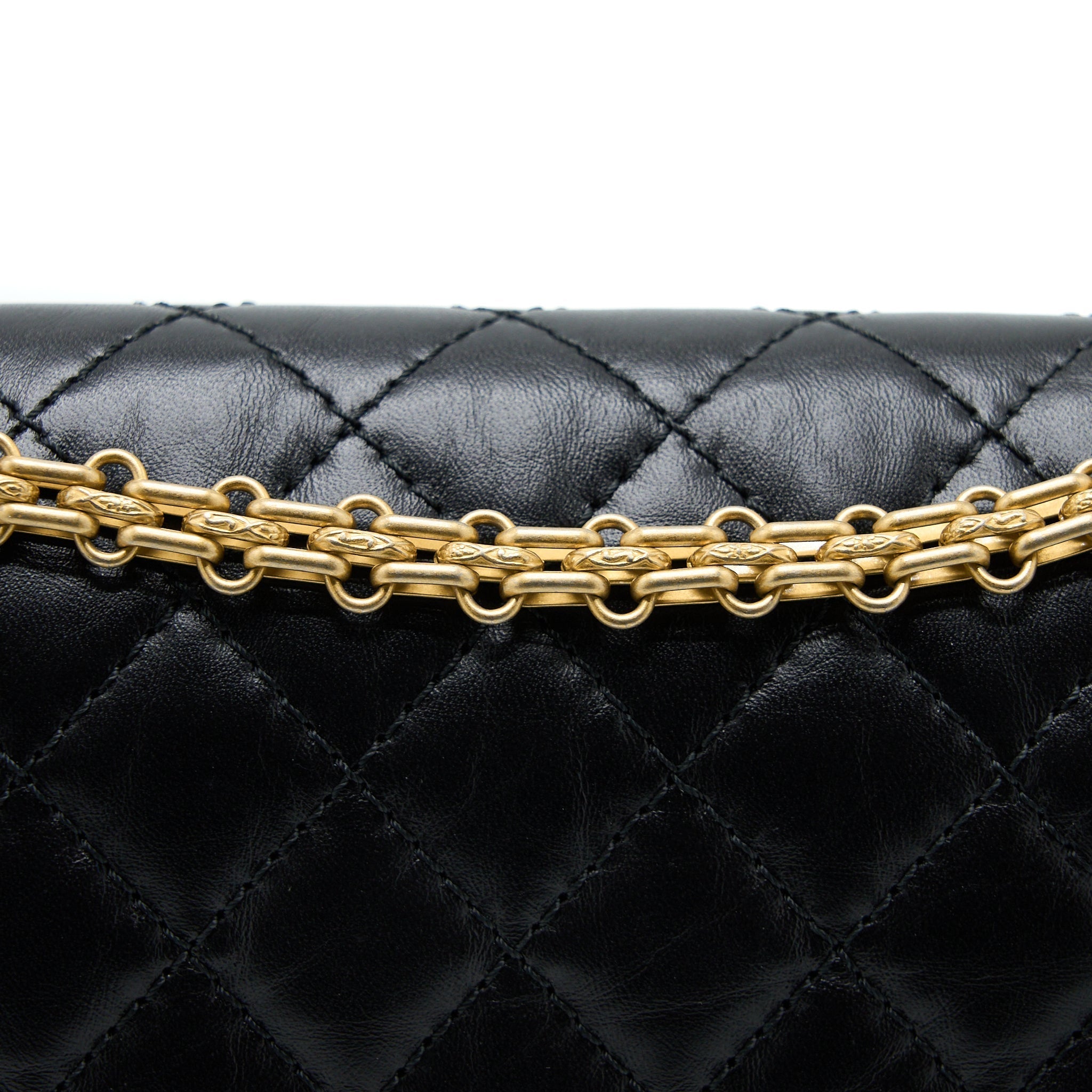 CHANEL SMALL 2.55 225 REISSUE FLAP BAG AGED CALFSKIN BLACK BRUSHED GHW