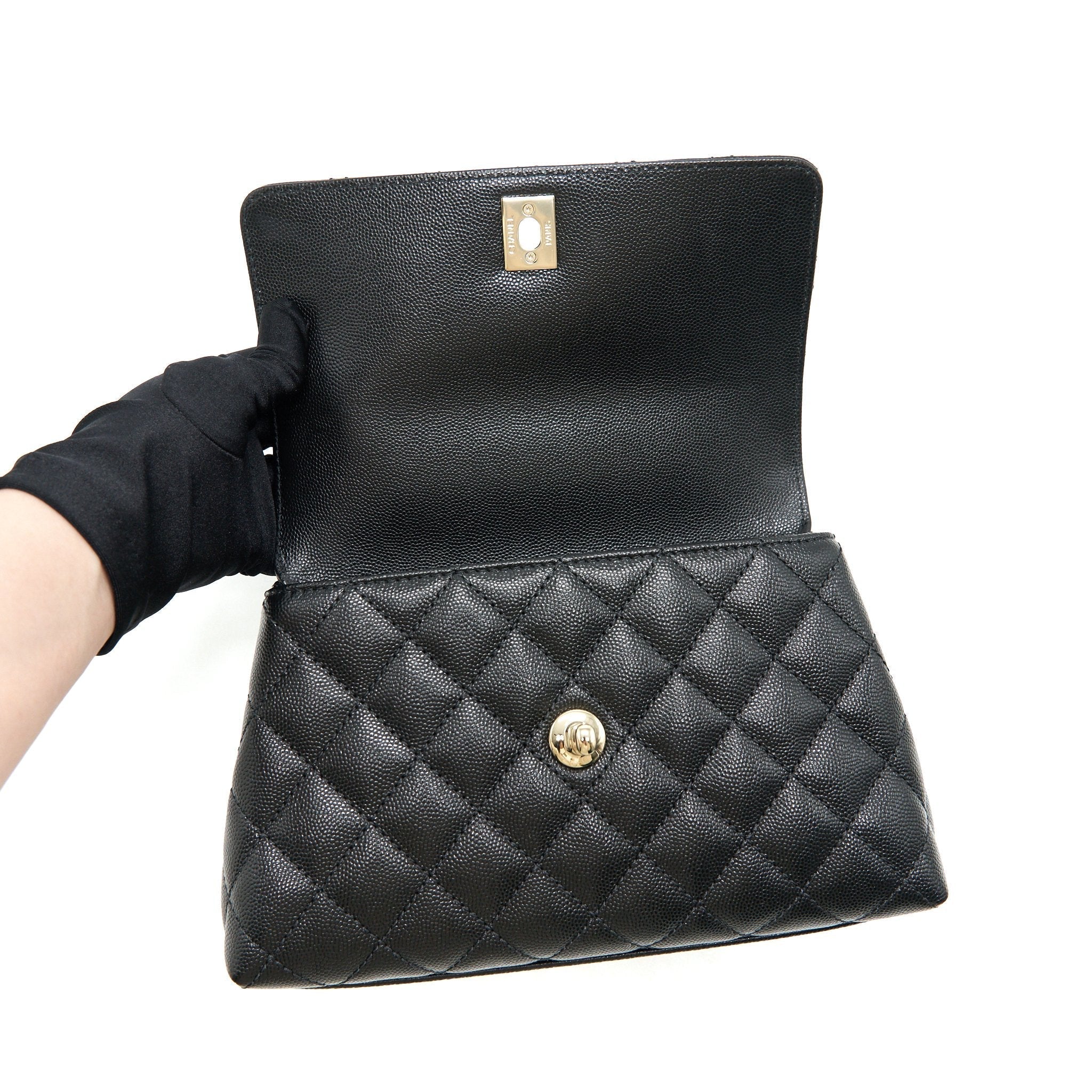 CHANEL SMALL COCO HANDLE 24CM CAVIAR BLACK GHW ( MICROCHIP)