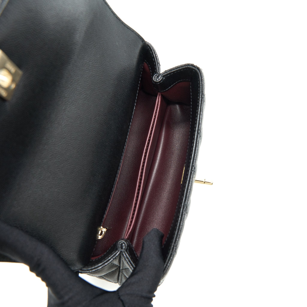 CHANEL SMALL COCO HANDLE 24CM CAVIAR BLACK GHW ( MICROCHIP)
