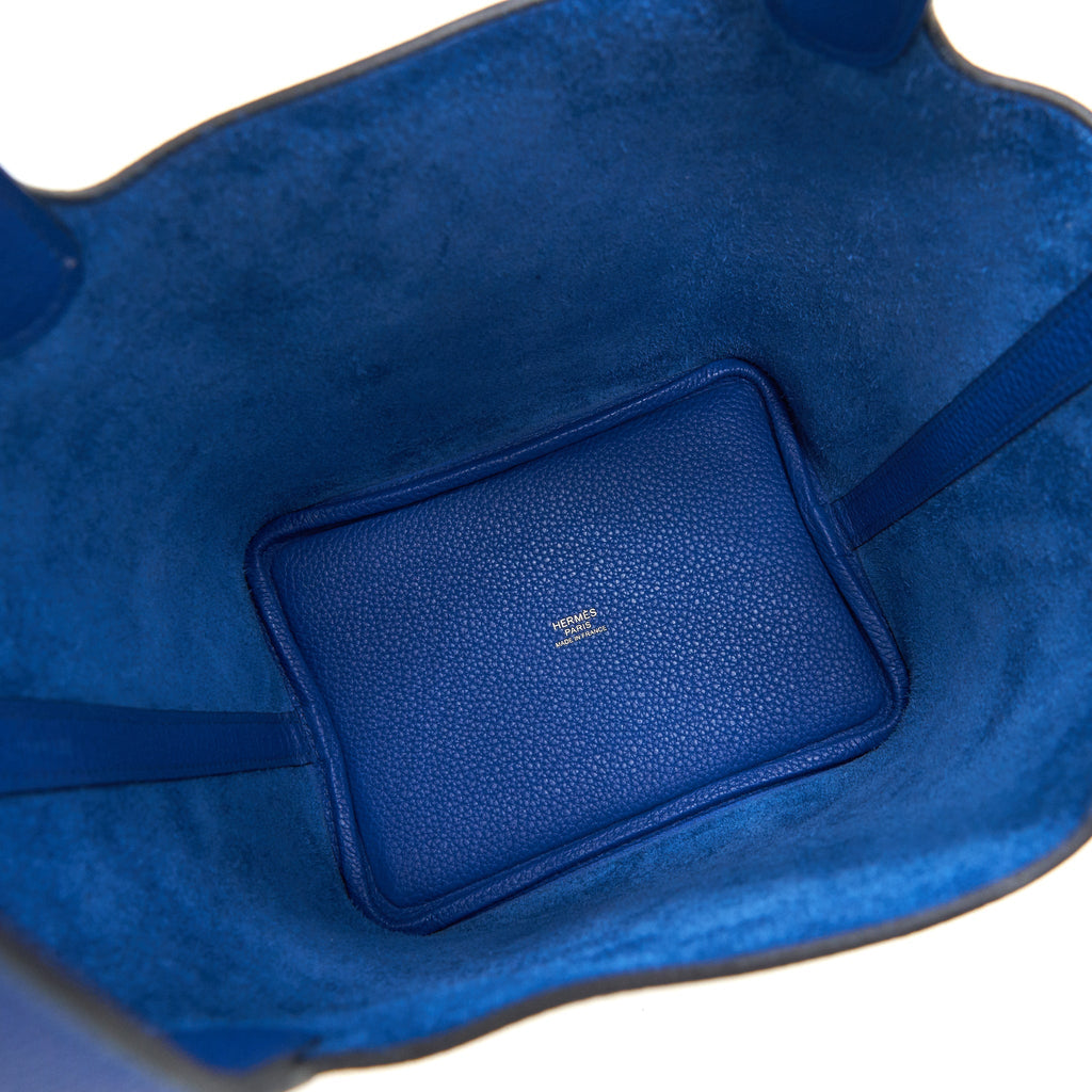 HERMES PICOTIN 18 LOCK BAG BLUE FRANCE GHW