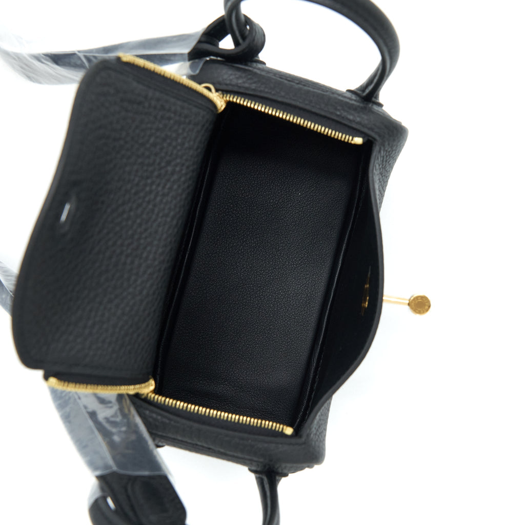Hermes Mini Lindy Clemence Black GHW