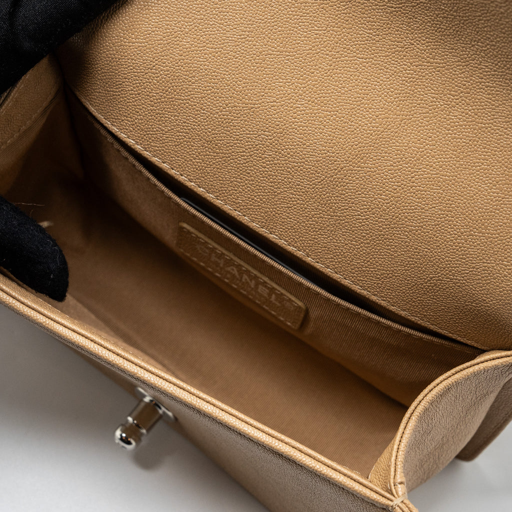 CHANEL SMALL BOY BAG CAVIAR LIGHT BEIGE SHW