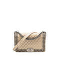 Chanel Old Medium Boy Bag with Chain Calfskin Beige Ruthenium Hardware
