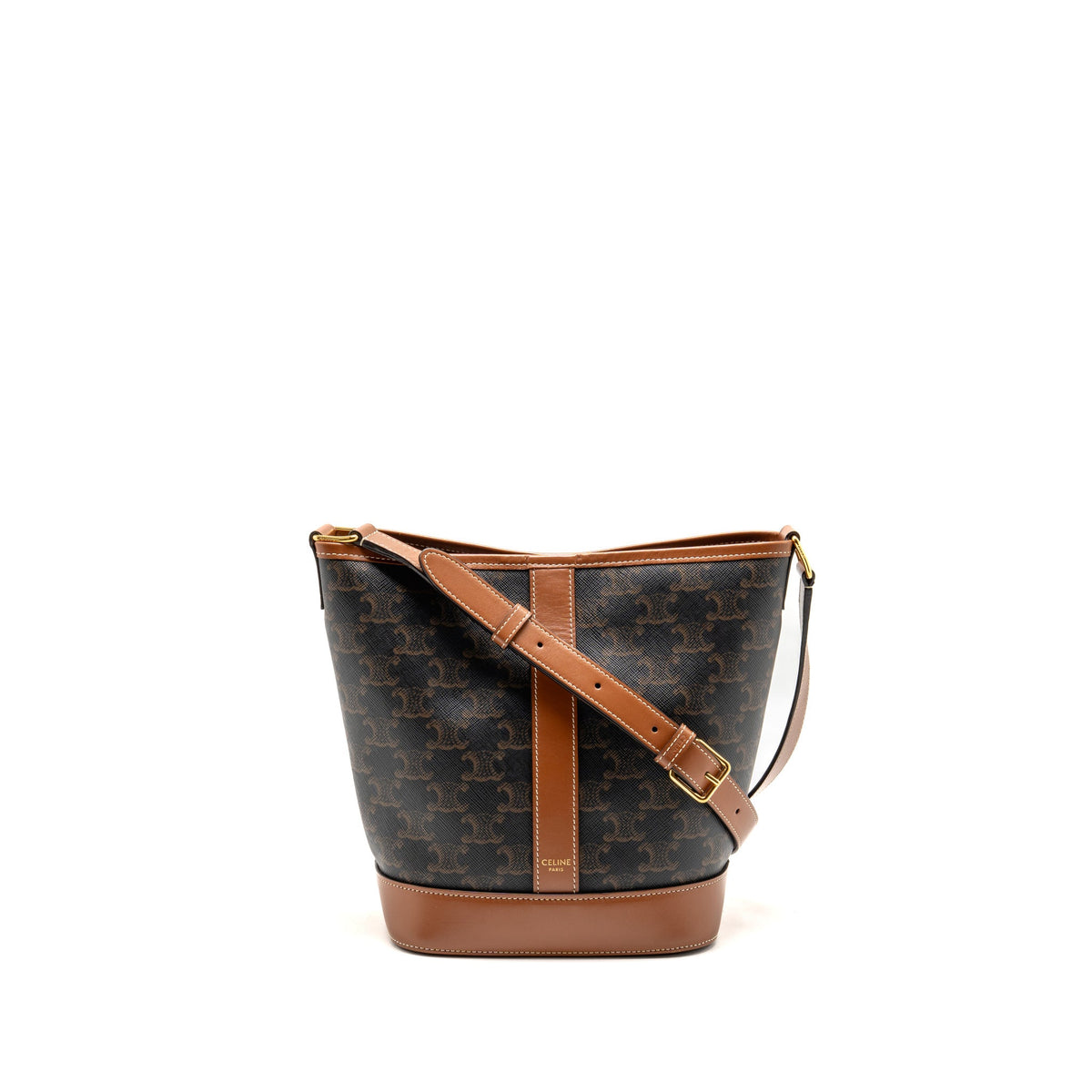 Celine Small Bucket Triomphe Canvas/Calfskin Tan GHW