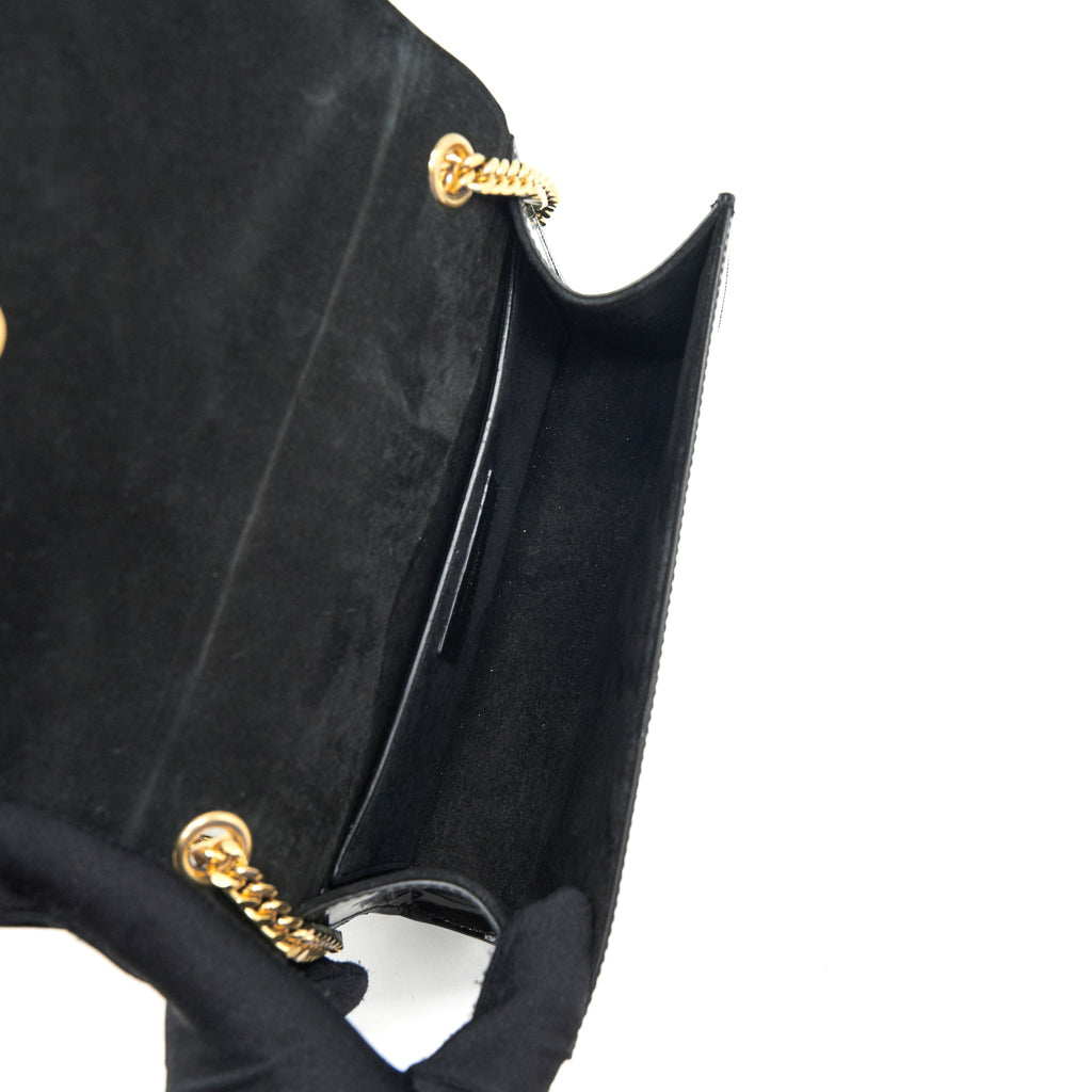 SAINT LAURENT KATE FLAP BAG PATENT BLACK GHW