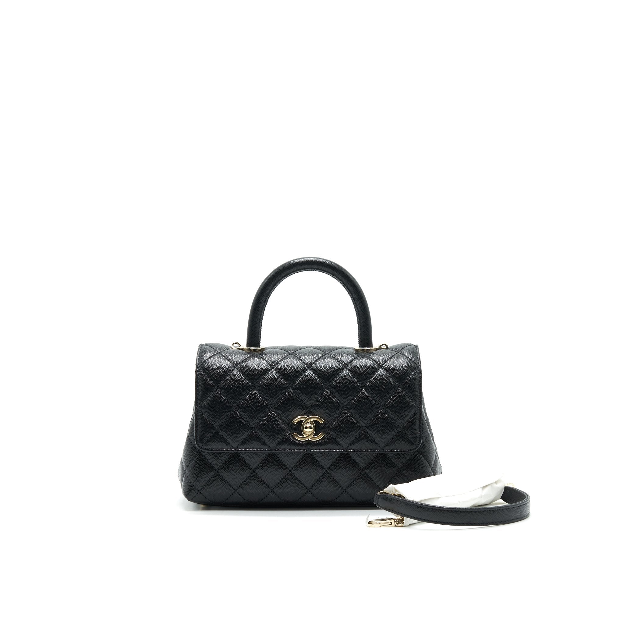 CHANEL SMALL COCO HANDLE 24CM CAVIAR BLACK GHW ( MICROCHIP)