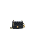 CHANEL 22C PEARL CRUSH MINI SQUARE FLAP BAG BLACK LAMBSKIN GHW (MICROCHIP)