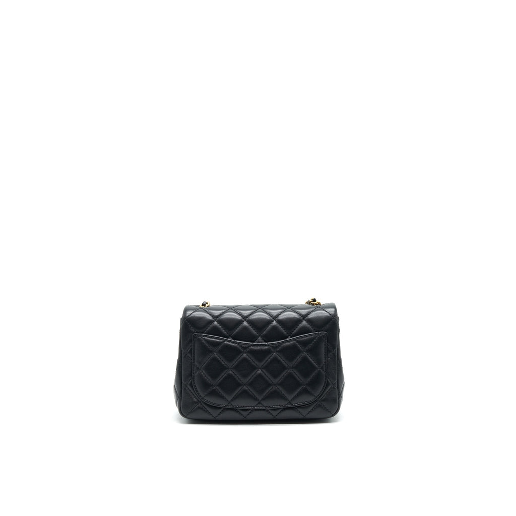 CHANEL 21B PEARL CRUSH MINI SQUARE FLAP BAG BLACK GHW