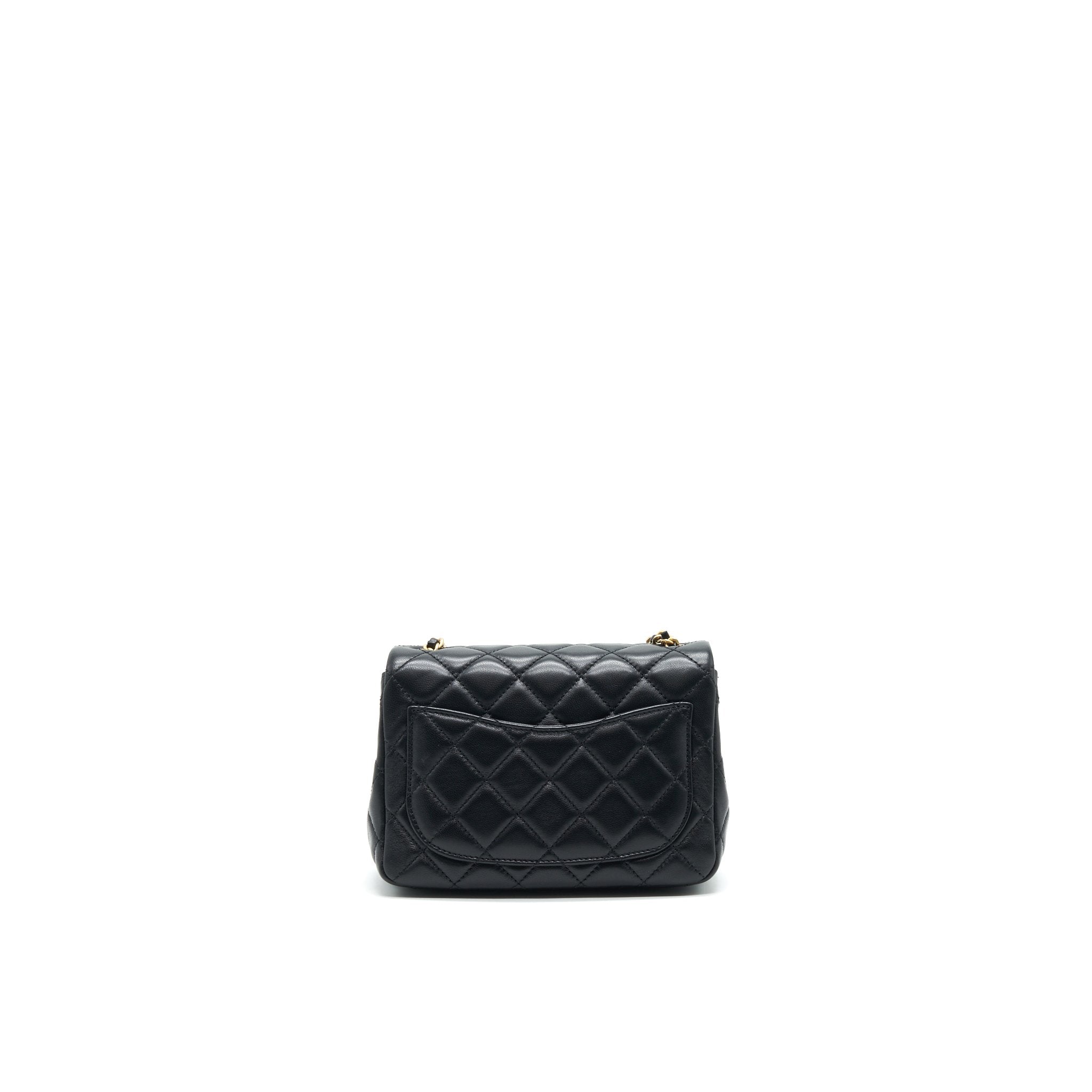 CHANEL 21B PEARL CRUSH MINI SQUARE FLAP BAG BLACK GHW
