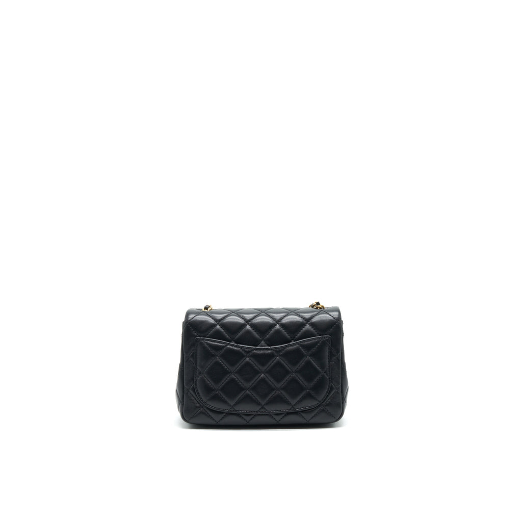CHANEL PEARL CRUSH MINI SQUARE FLAP BAG LAMBSKIN BLACK GHW