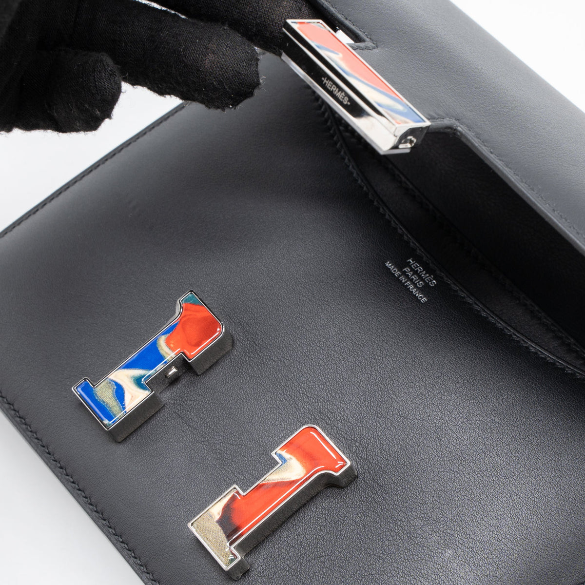 Hermes Constance Mini Marble Lock Swift Black/Multicolour SHW