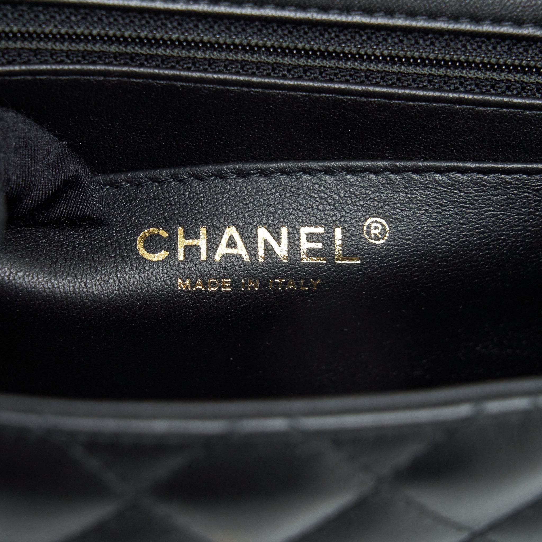 CHANEL MINI SQUARE FLAP BAG LAMBSKIN BLACK LGHW (MICROCHIP)
