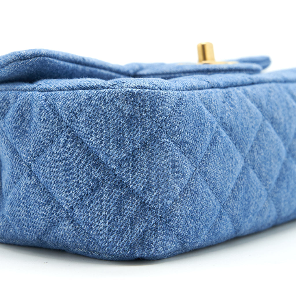 CHANEL PEARL CRUSH MINI RECTANGULAR FLAP BAG DENIM BLUE GHW (MICROCHIP)