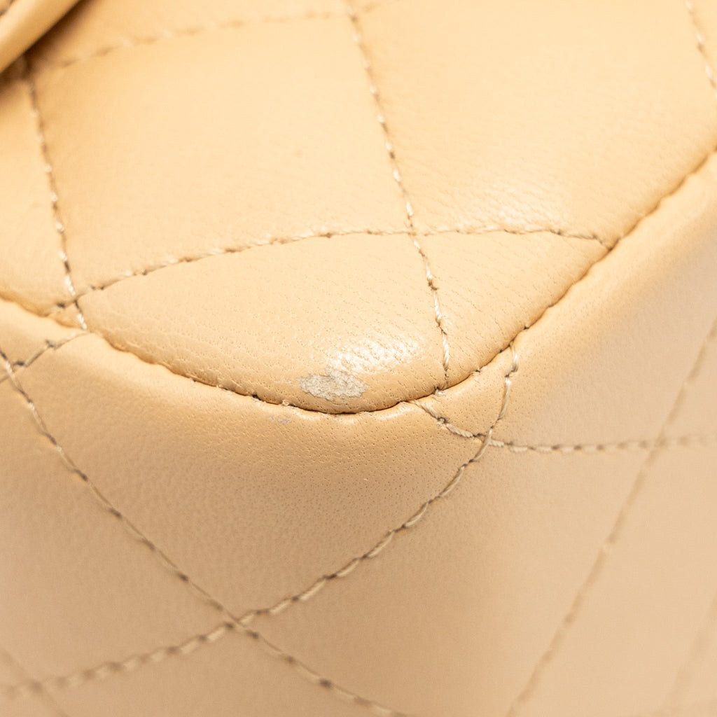 CHANEL MINI SQUARE FLAP BAG LAMBSKIN BEIGE LGHW (MICROCHIP)