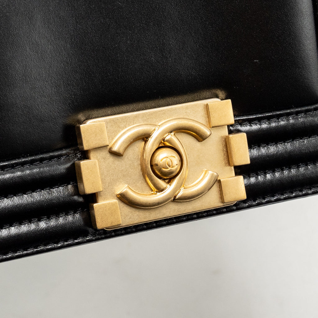 Chanel square boy bag calfskin black GHW (microchip)
