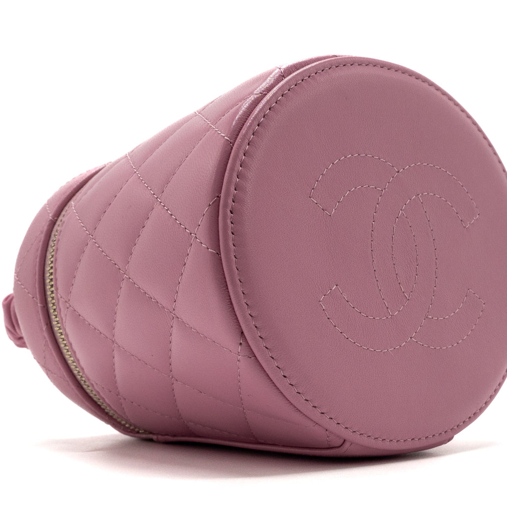 CHANEL TOP HANDLE VANITY CASE LAMBSKIN PINK LGHW