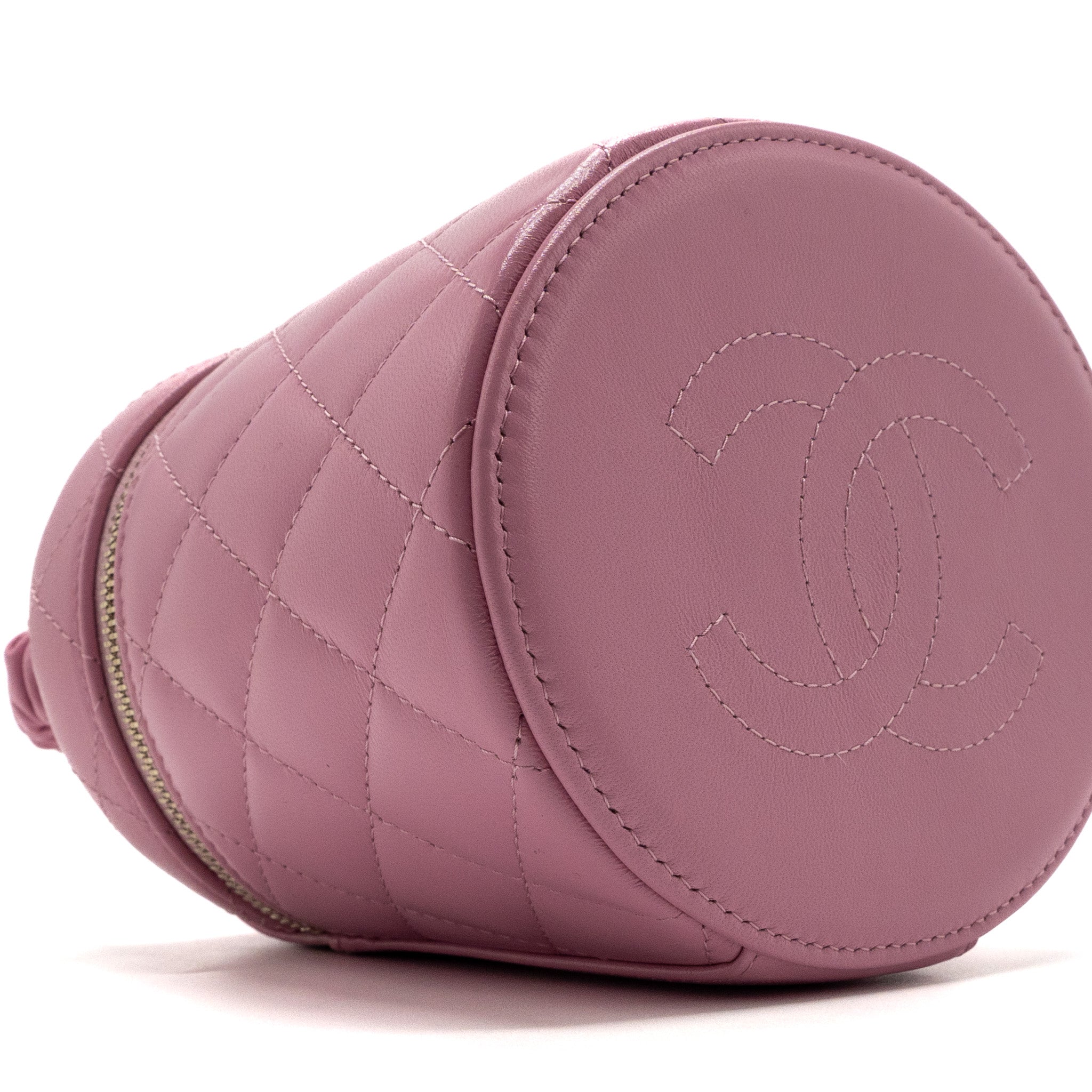 CHANEL TOP HANDLE VANITY CASE LAMBSKIN PINK LGHW