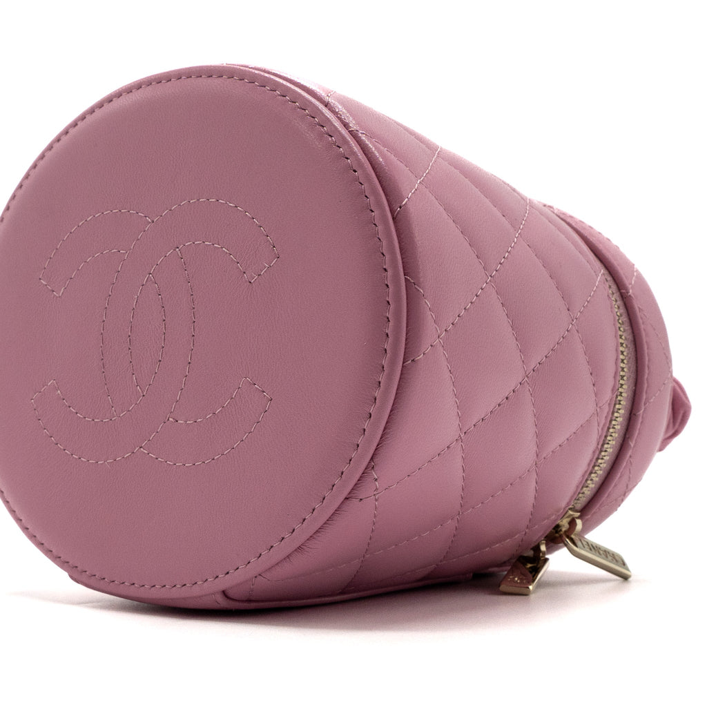 CHANEL TOP HANDLE VANITY CASE LAMBSKIN PINK LGHW
