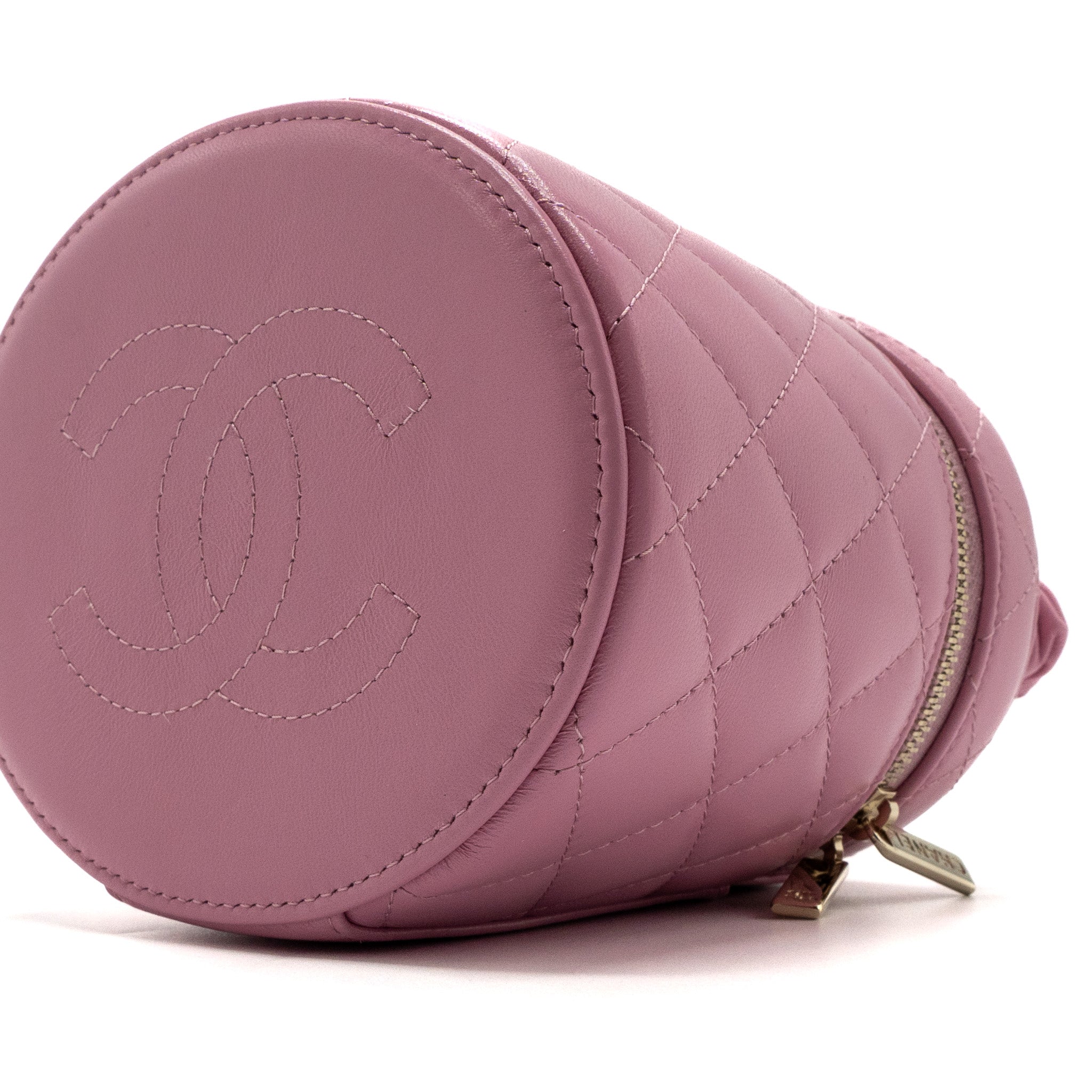 CHANEL TOP HANDLE VANITY CASE LAMBSKIN PINK LGHW