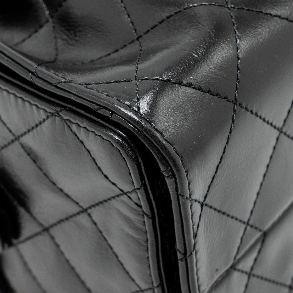 CHANEL SMALL 25 BAG CRUMPLED SHINY CALFSKIN BLACK MULTICOLOUR HARDWARE (MICROCHIP)