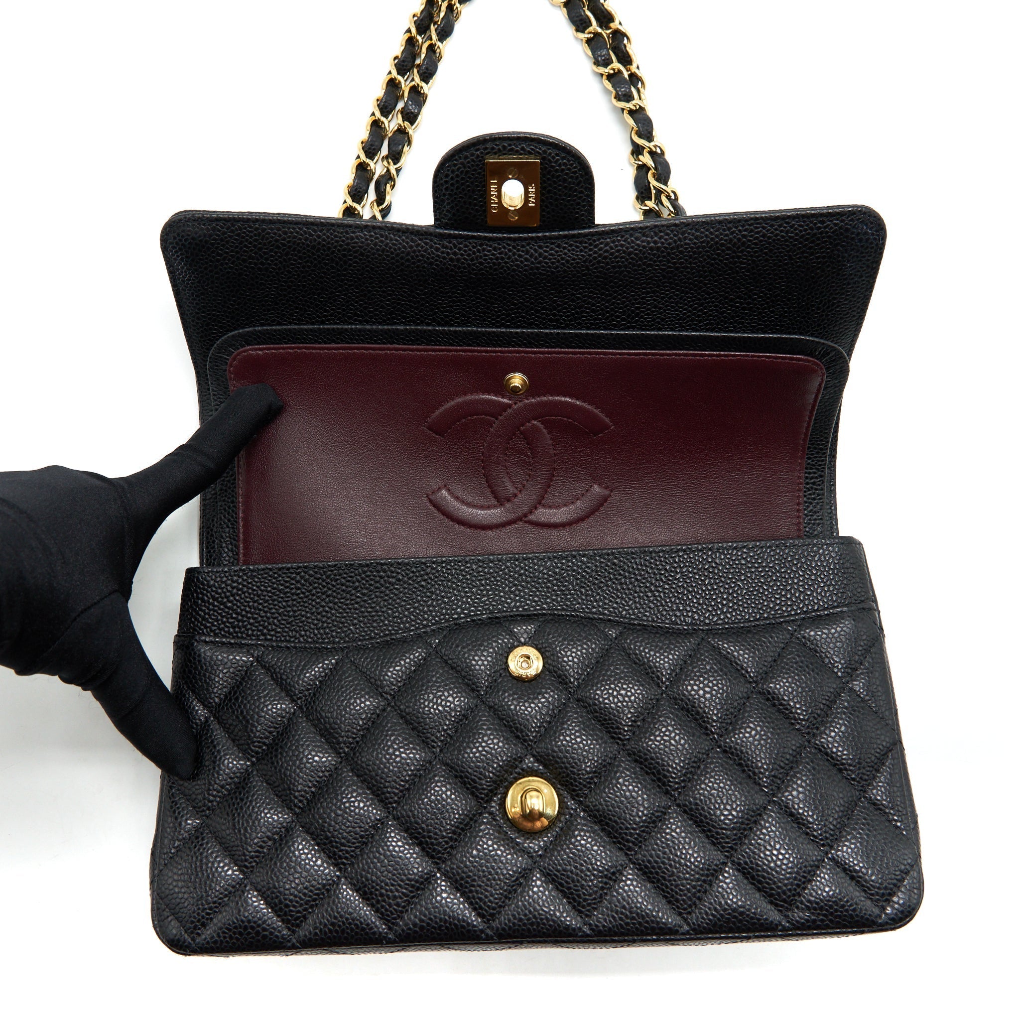 CHANEL MEDIUM CLASSIC FLAP BAG CAVIAR BLACK GHW