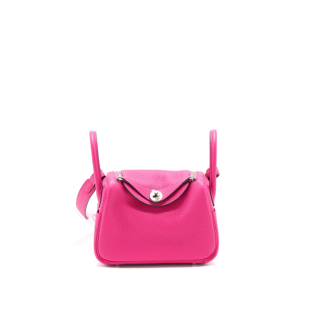 Hermes Mini Lindy Rose Shocking SHW