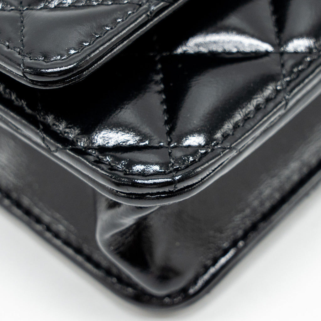 CHANEL 24A WALLET ON CHAIN SHINY CALFSKIN BLACK GHW (MICROCHIP)