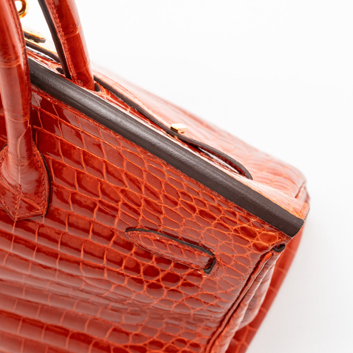 Hermes Birkin 35 Shiny Crocodile Porosus Feu GHW