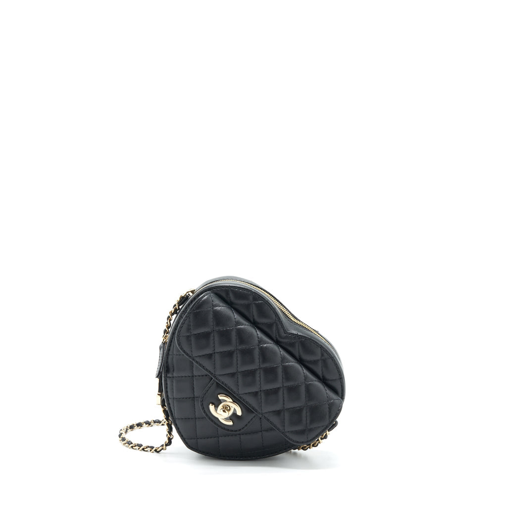 CHANEL 22S HEART BAG LAMBSKIN BLACK LGHW