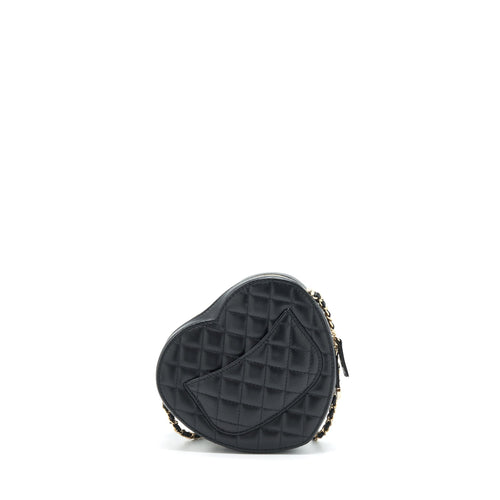 CHANEL 22S HEART BAG LAMBSKIN BLACK LGHW